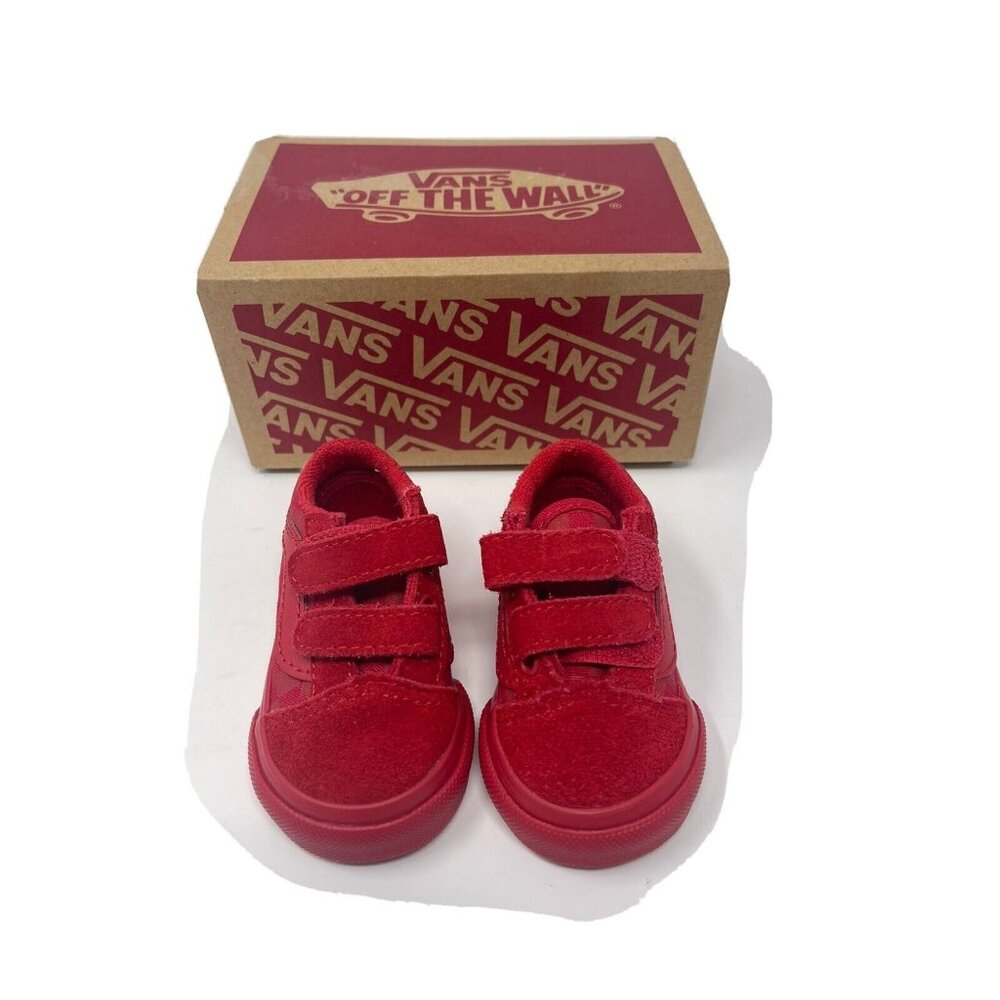Vans kids Old Skool V 99497504 Low Top Checkerboard Red Skate Shoes Size US 2T